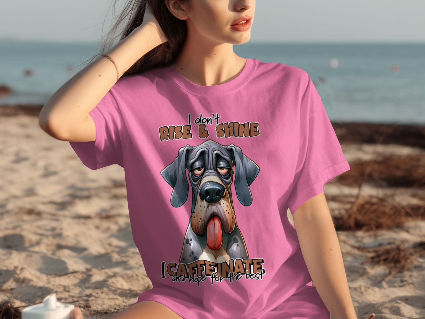 Don't Rise & Shine I Caffeinate Funny Dog T-Shirt