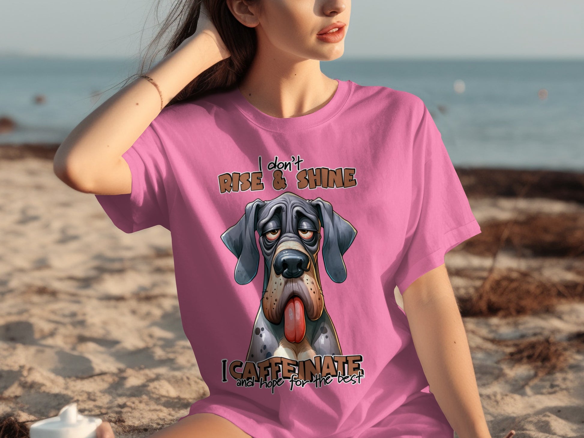 Don't Rise & Shine I Caffeinate Funny Dog T-Shirt