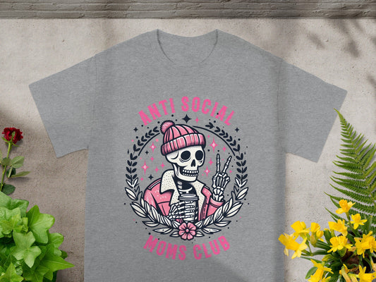 Anti Social Moms Club Skeleton Graphic T-shirt