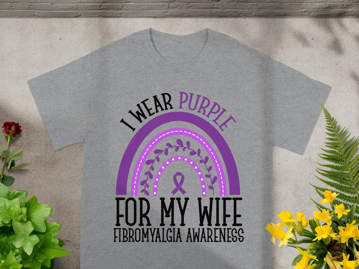 I Wear Purple For My Wife Fibromyalgia Awareness Tee