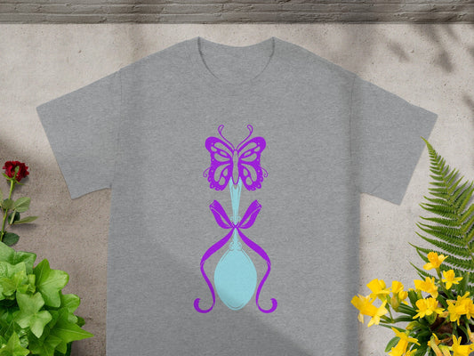Purple Butterfly and Hourglass Design T-Shirt