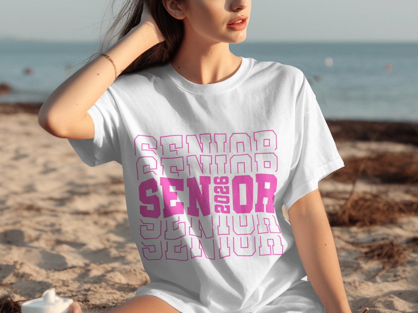 Senior 2026 Bold Pink and White Graphic T-Shirt