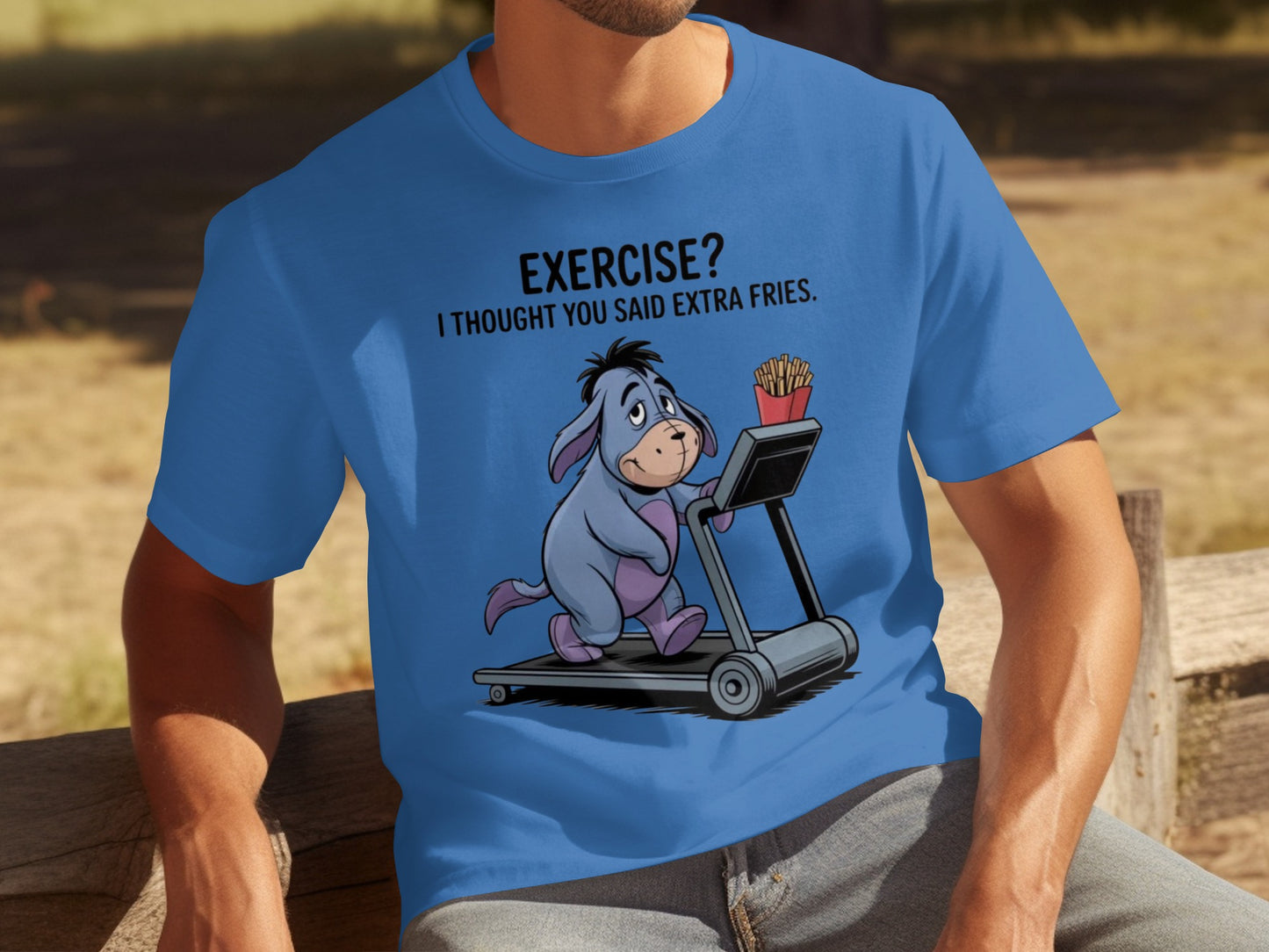 Funny Eeyore Exercise Extra Fries Treadmill T-shirt