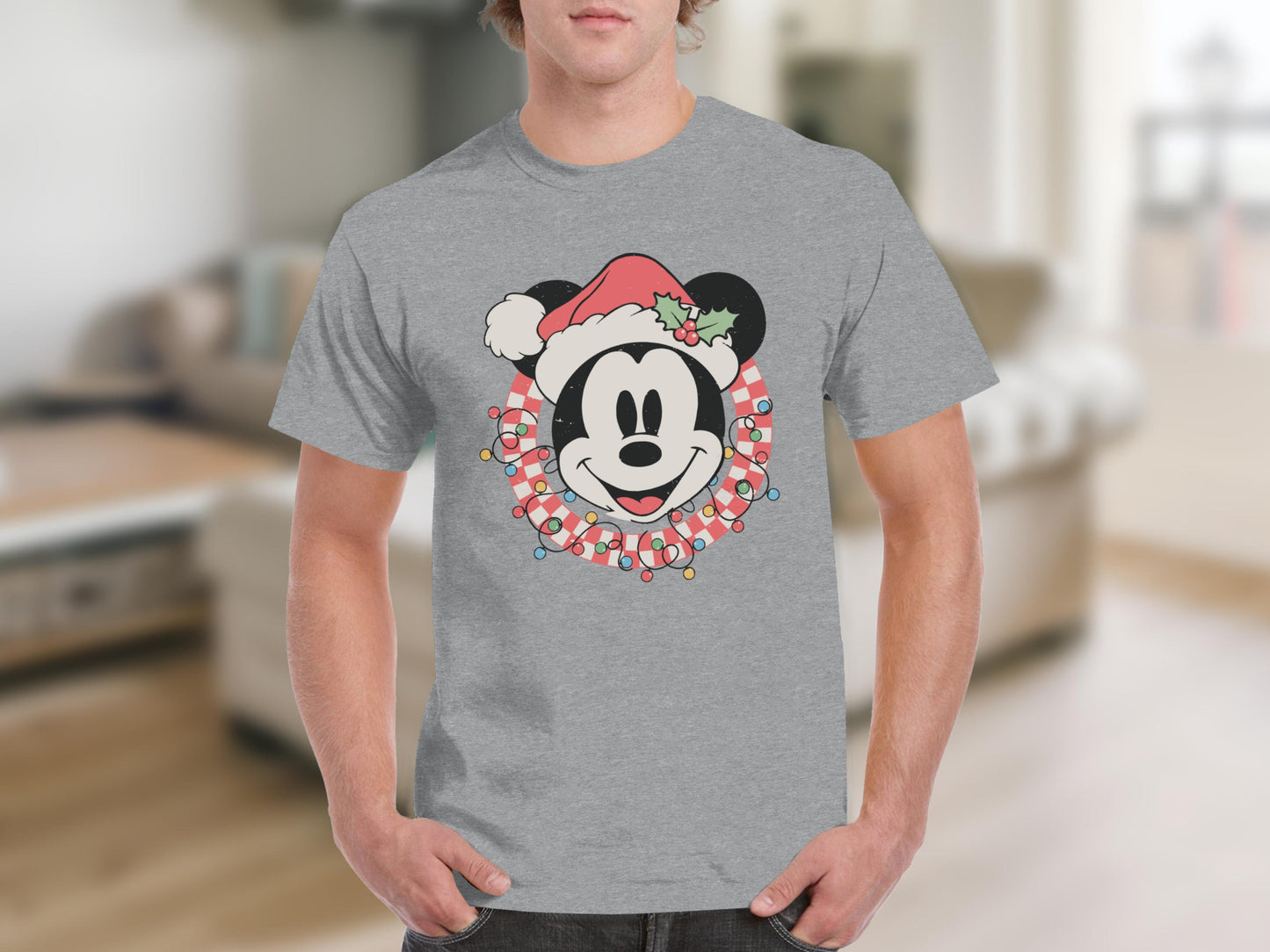 Christmas Mickey Mouse Grey Holiday Shirt Christmas