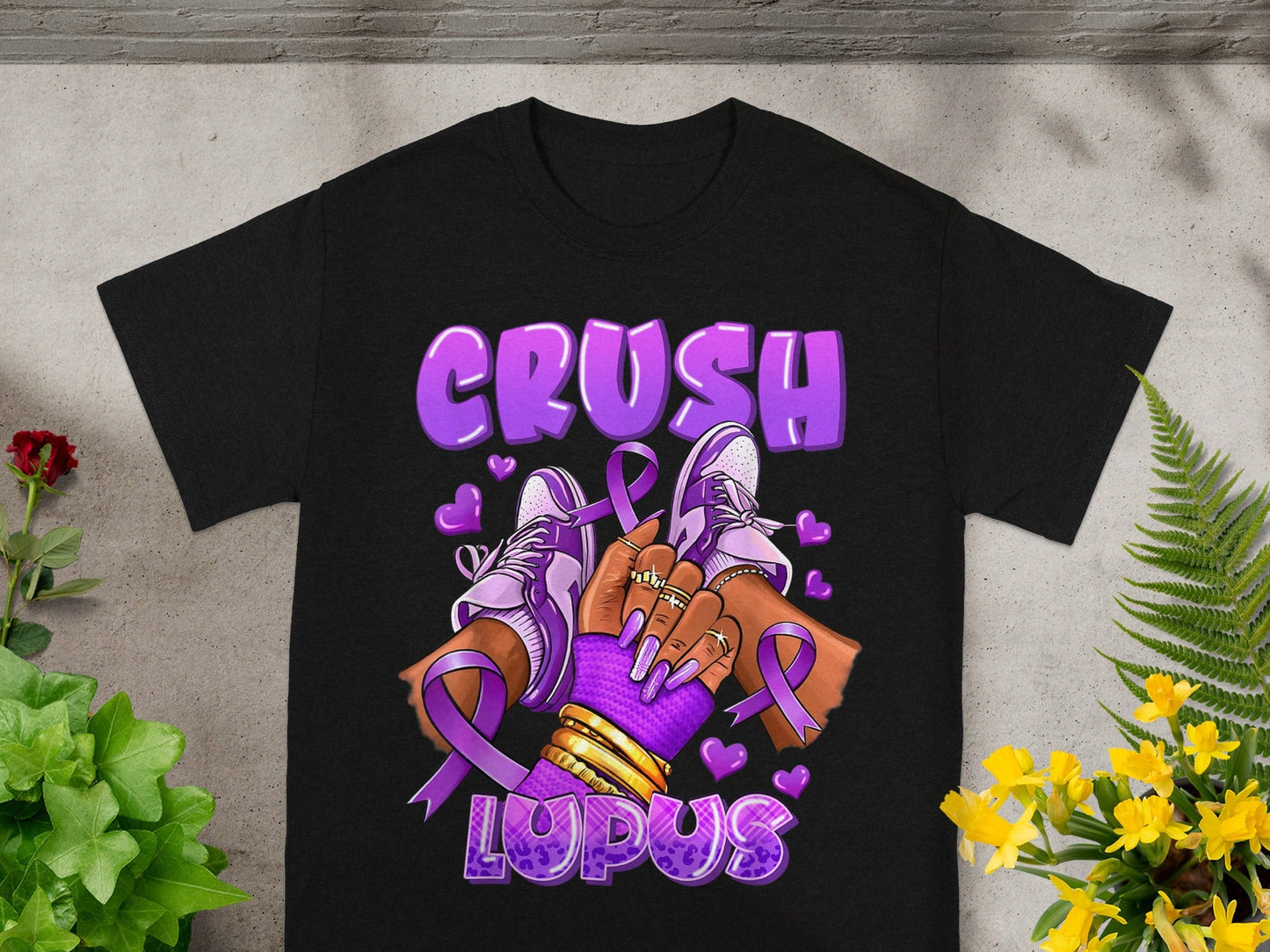 Crush Lupus Purple Ribbon Awareness T-shirt