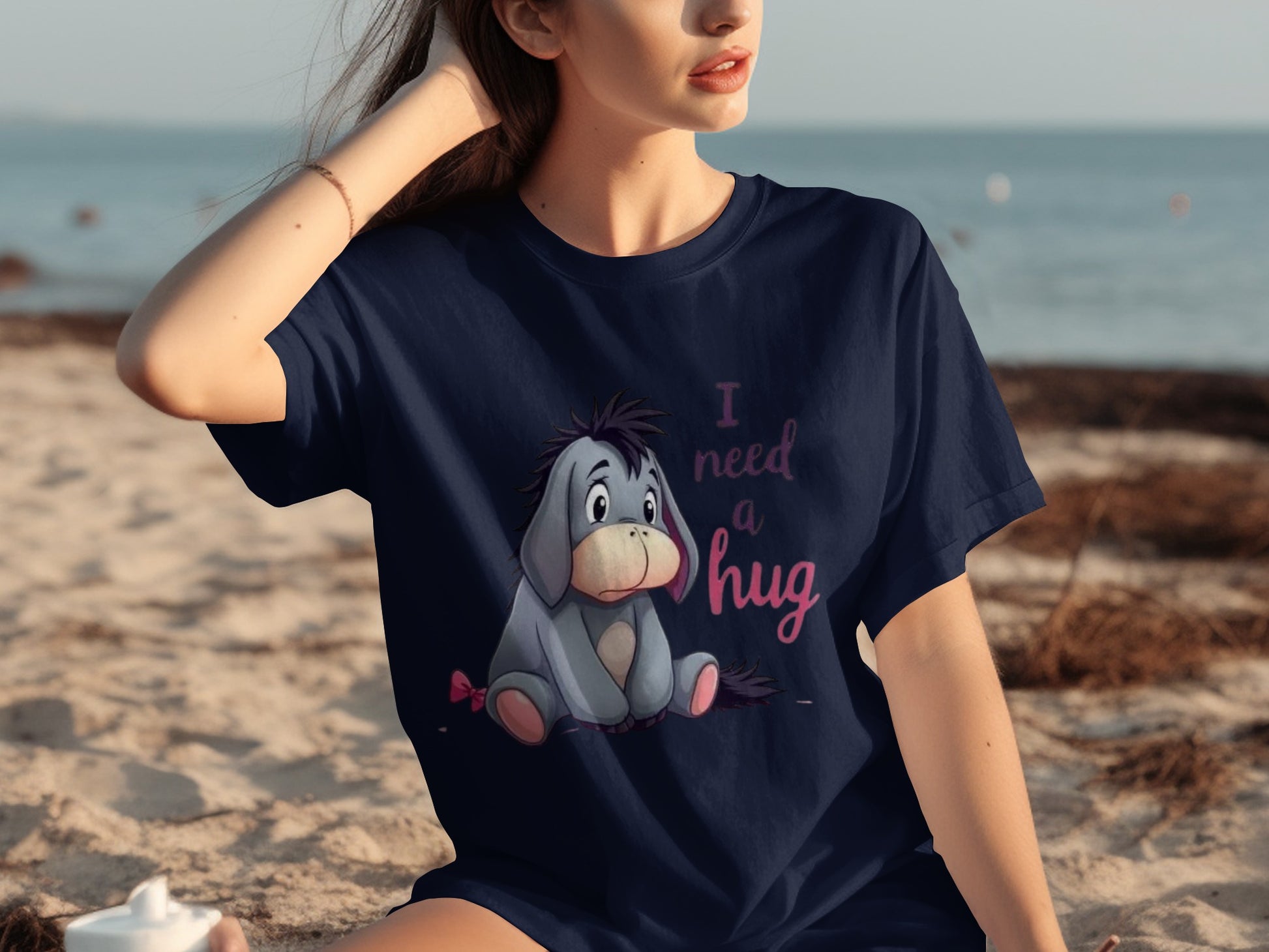 I Need a Hug Eeyore Cartoon Graphic Shirt