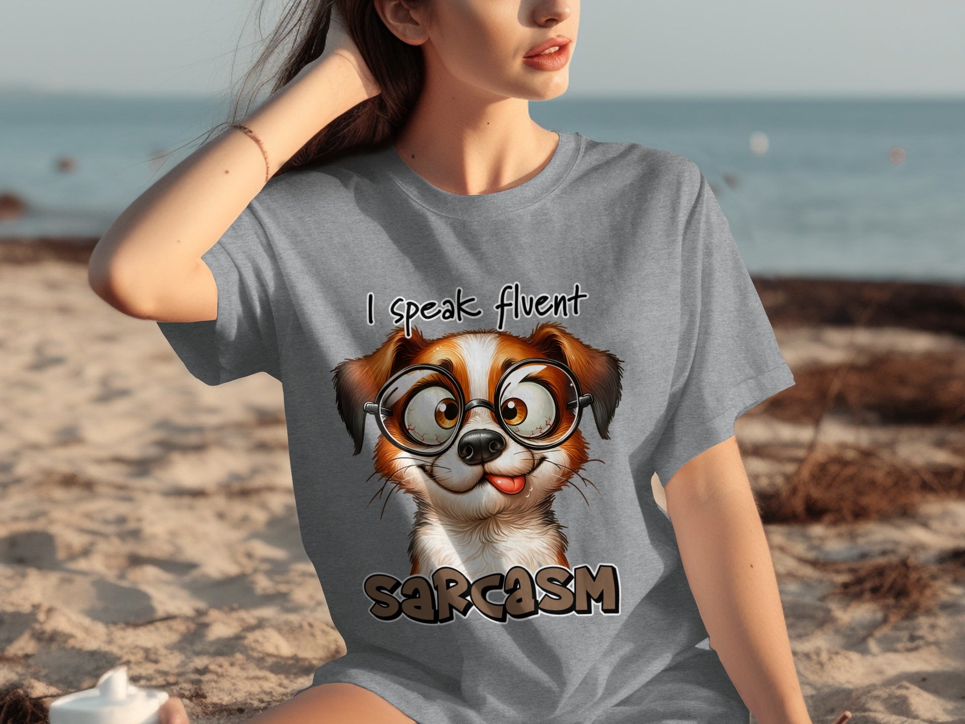 I Speak Fluent Sarcasm Funny Dog Graphic T-Shirt
