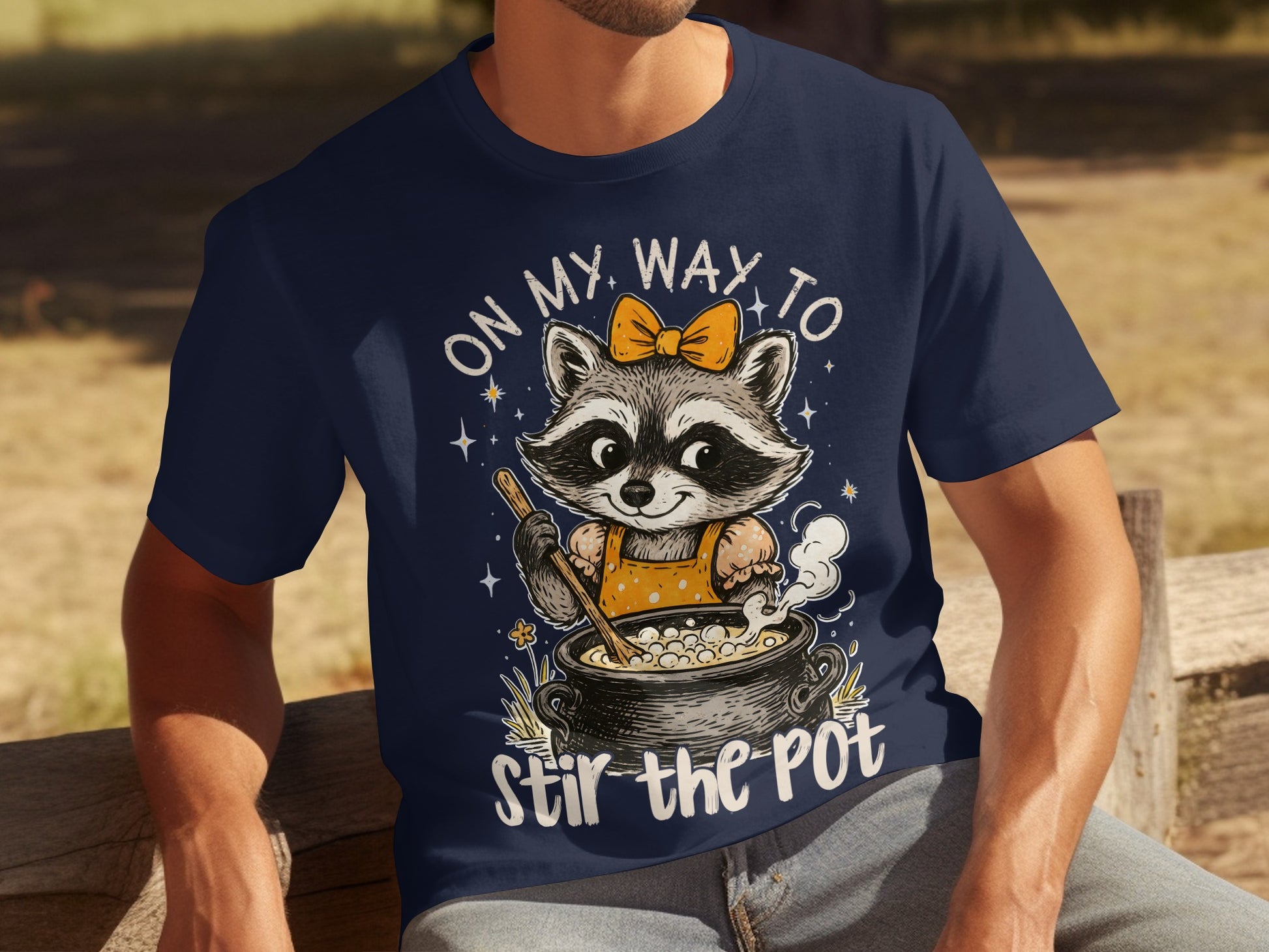 On My Way to Stir the Pot Raccoon T-Shirt