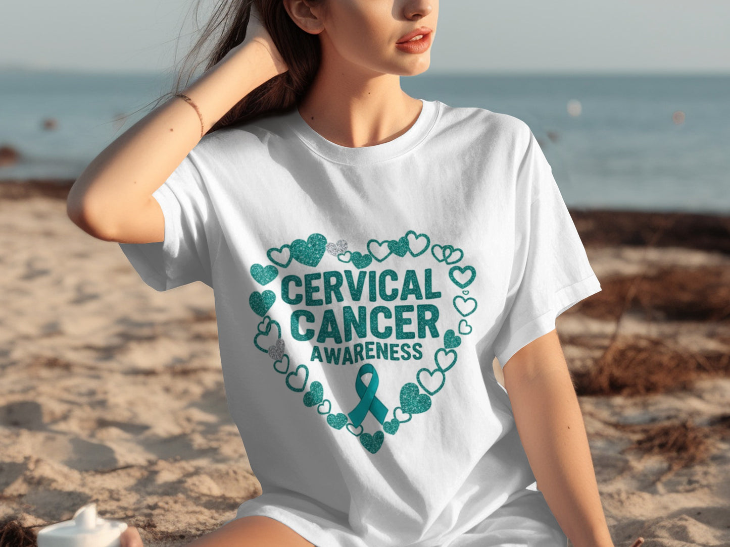 Cervical Cancer Awareness Graphic Heart Design Shirt