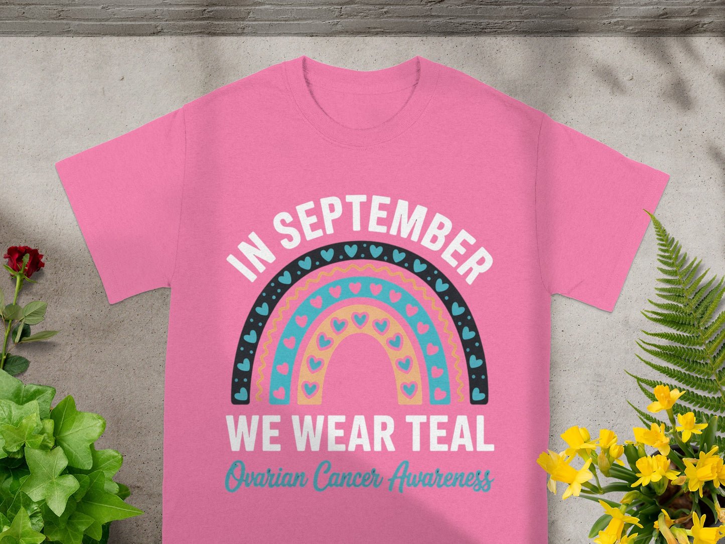 In September We Wear Teal Ovarian Cancer Awareness Shirt
