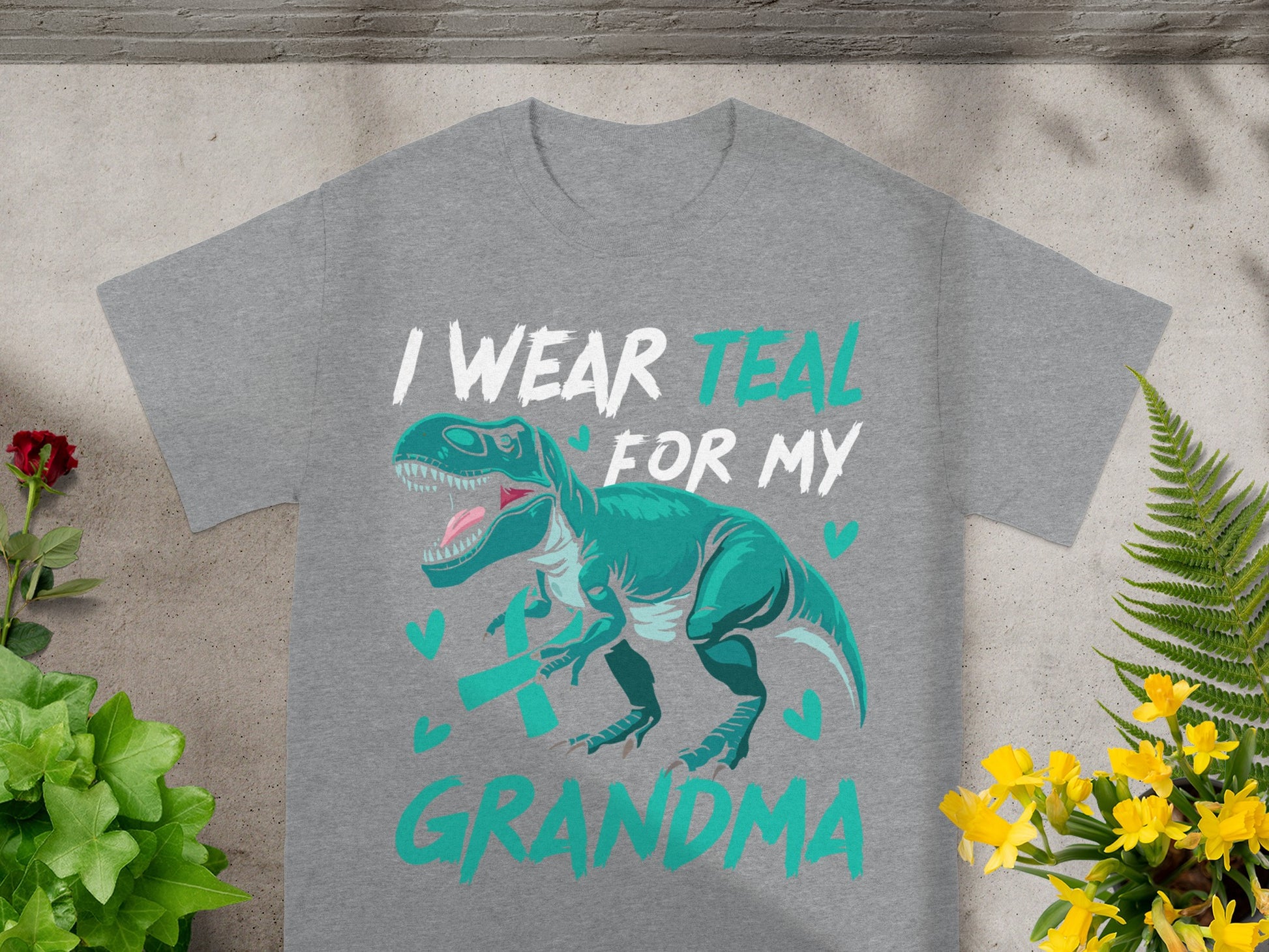 I Wear Teal For My Grandma Dinosaur T-Shirt