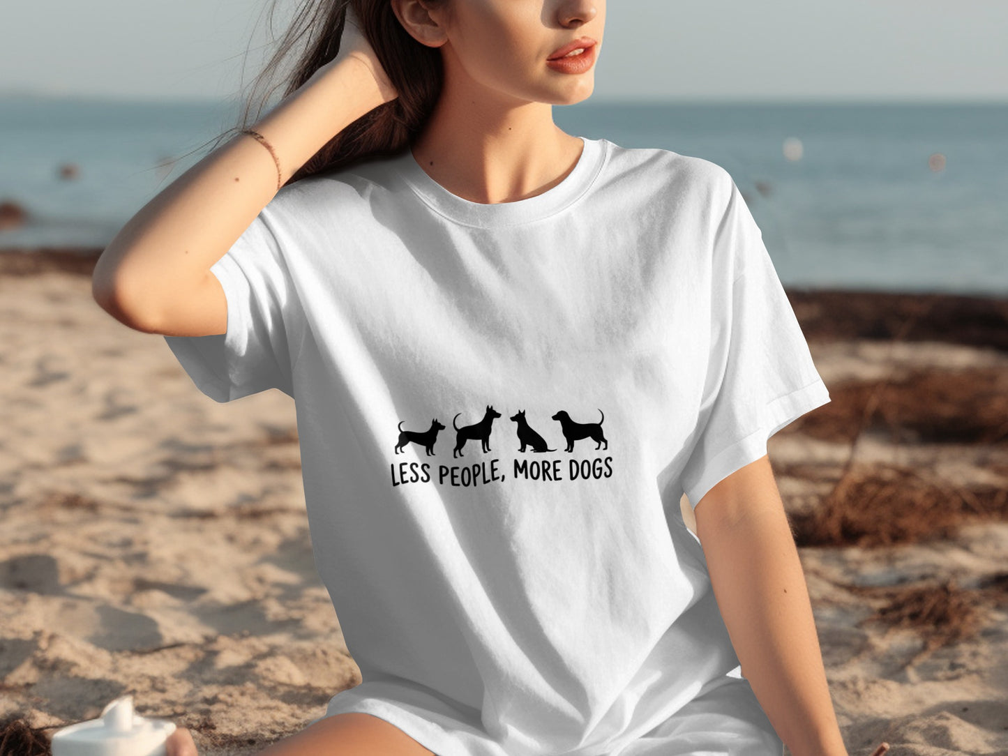 Less People More Dogs Graphic T-Shirt Fun Beachwear
