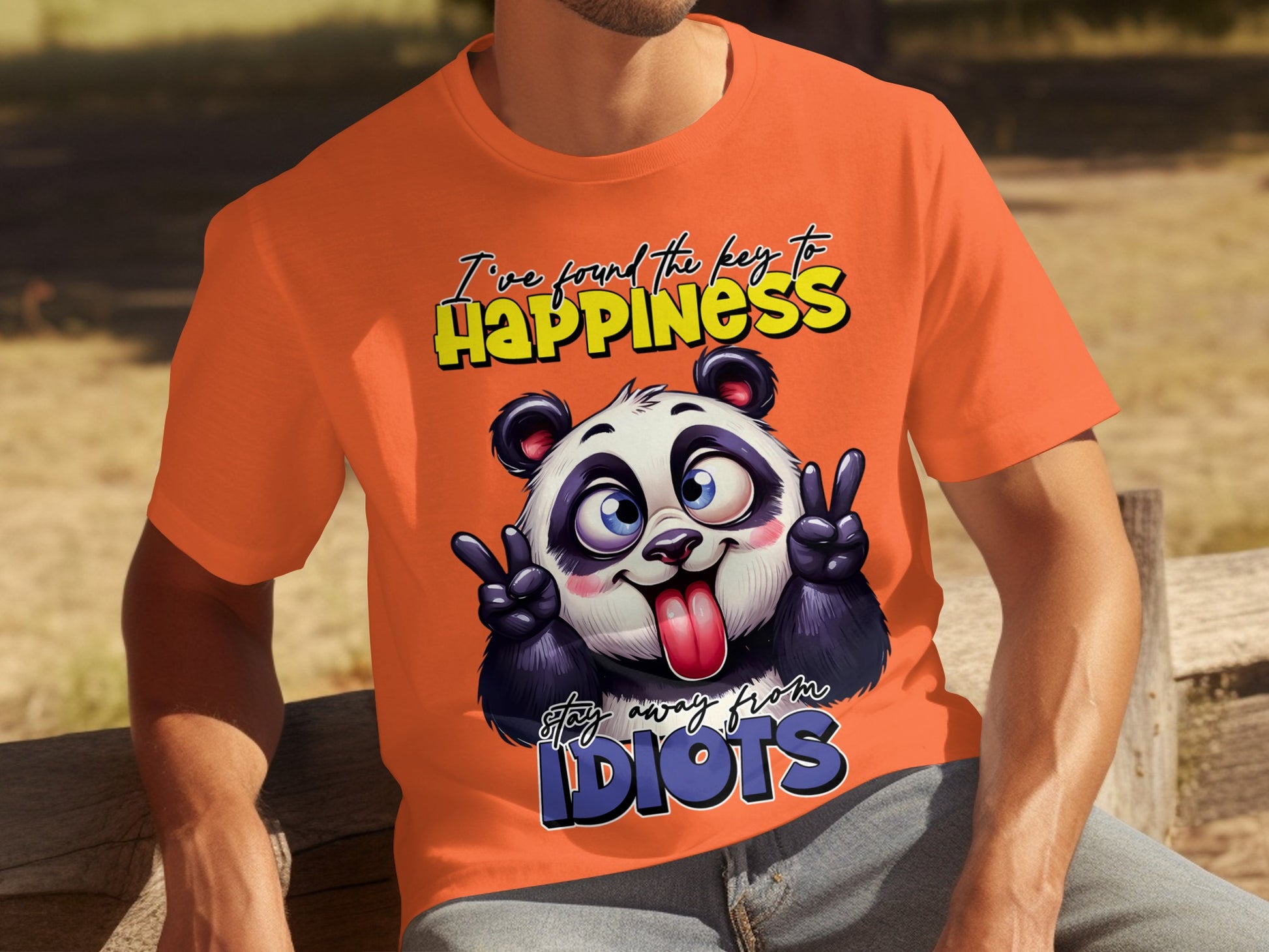 Funny Panda Happiness Stay Away from Idiots T-shirt