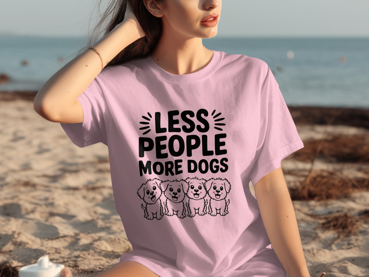 Less People More Dogs Funny Graphic Tee Shirt