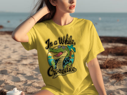 In a While Crocodile Beach Theme Fun T-Shirt