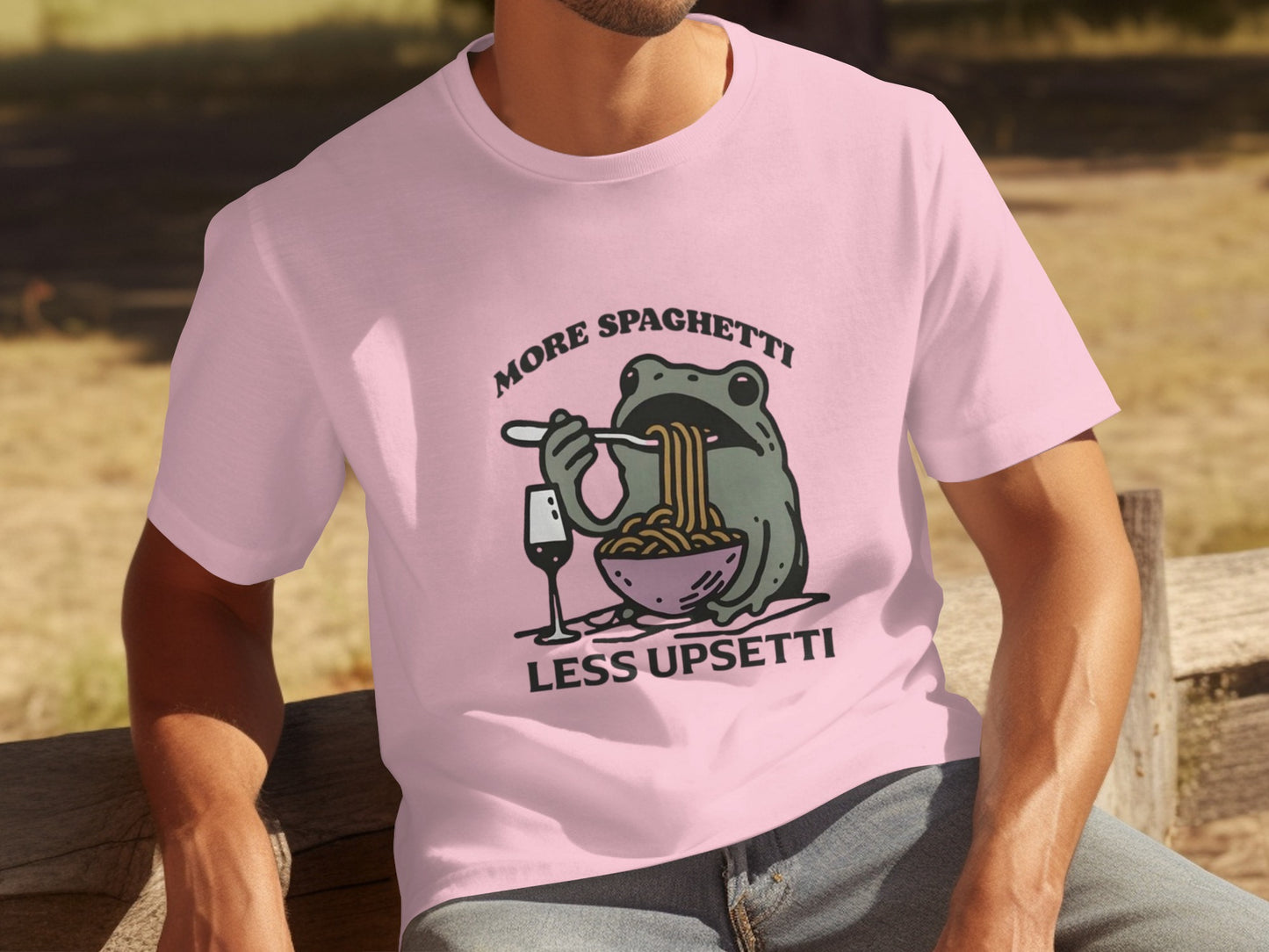 More Spaghetti Less Upsetti Frog Graphic T-shirt