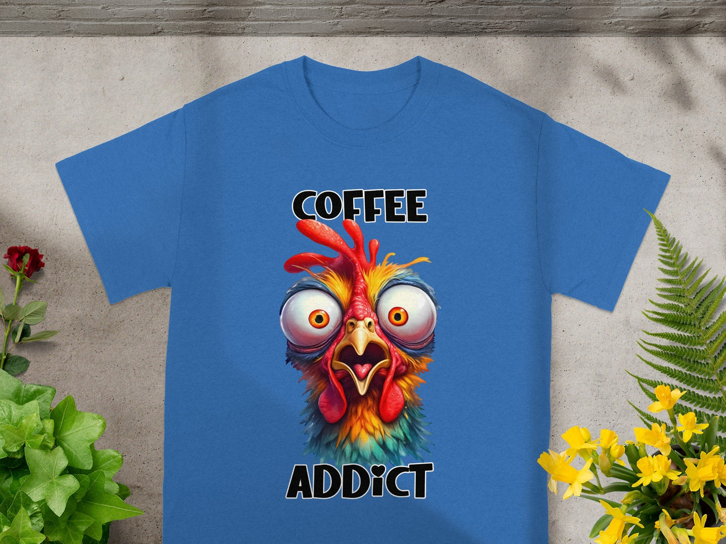 Funny Coffee Addict Chicken Design T-shirt