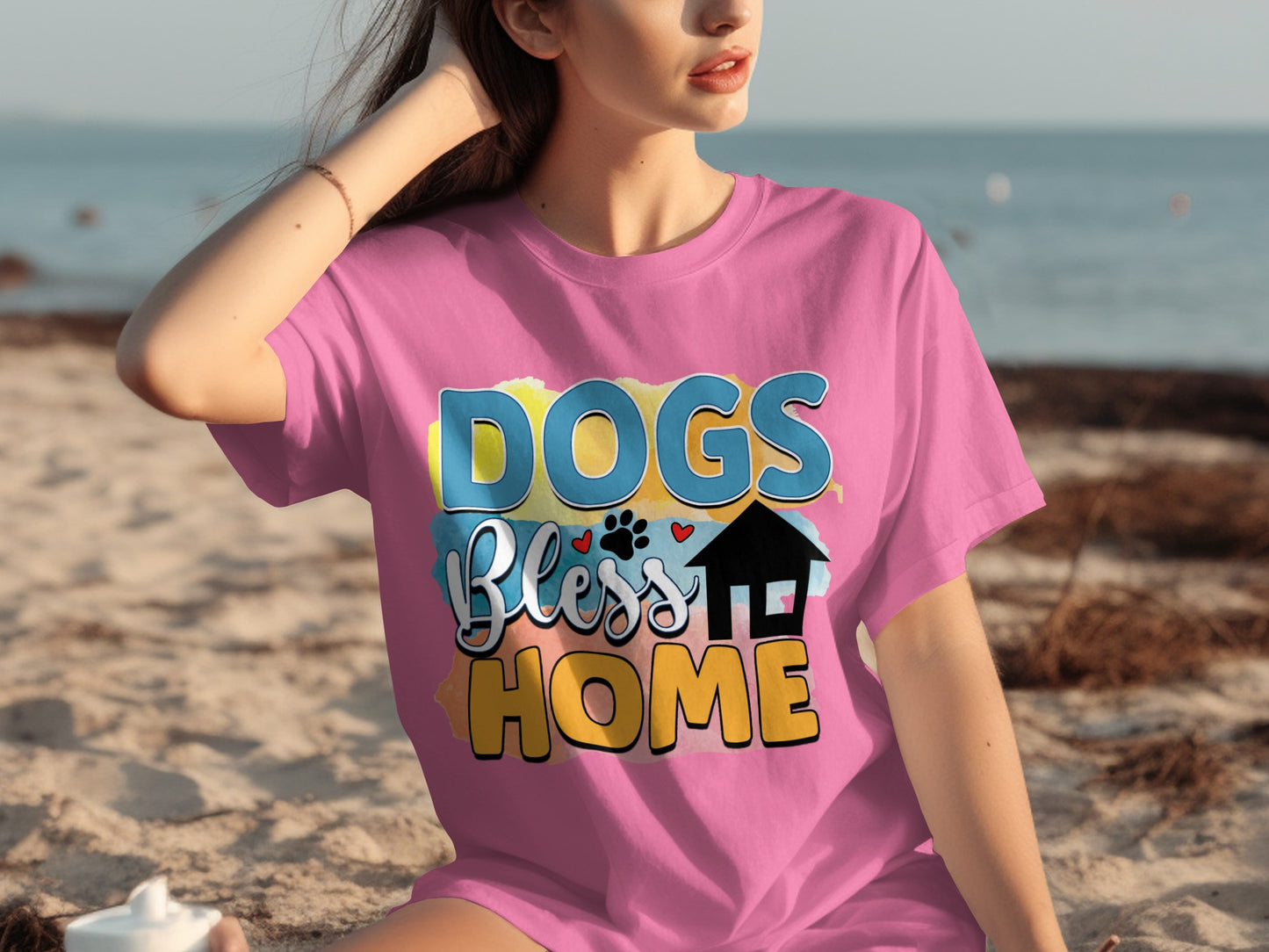 Dogs Bless Home Colorful Design T-shirt