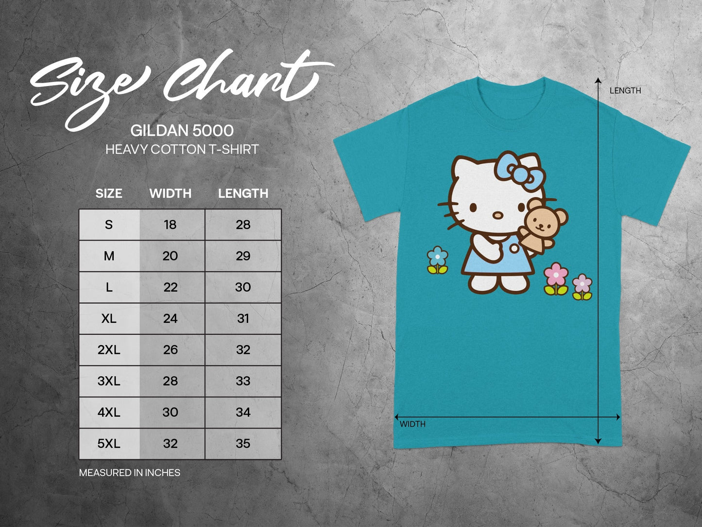 Hello Kitty Teddy Bear Blue Gildan TShirt Character product type