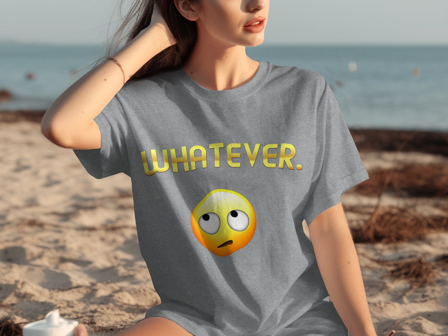 Funny Whatever Emoji Graphic Print T-shirt