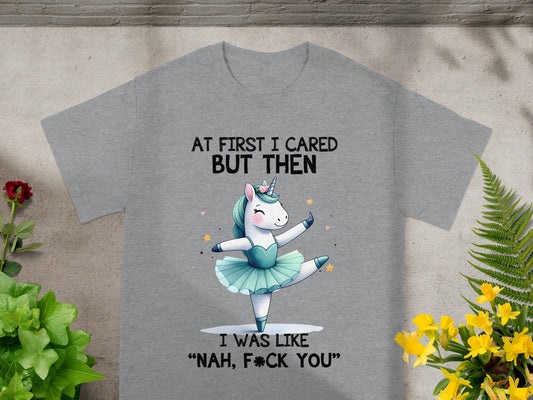 At First I Cared But Then Unicorn Graphic T-Shirt