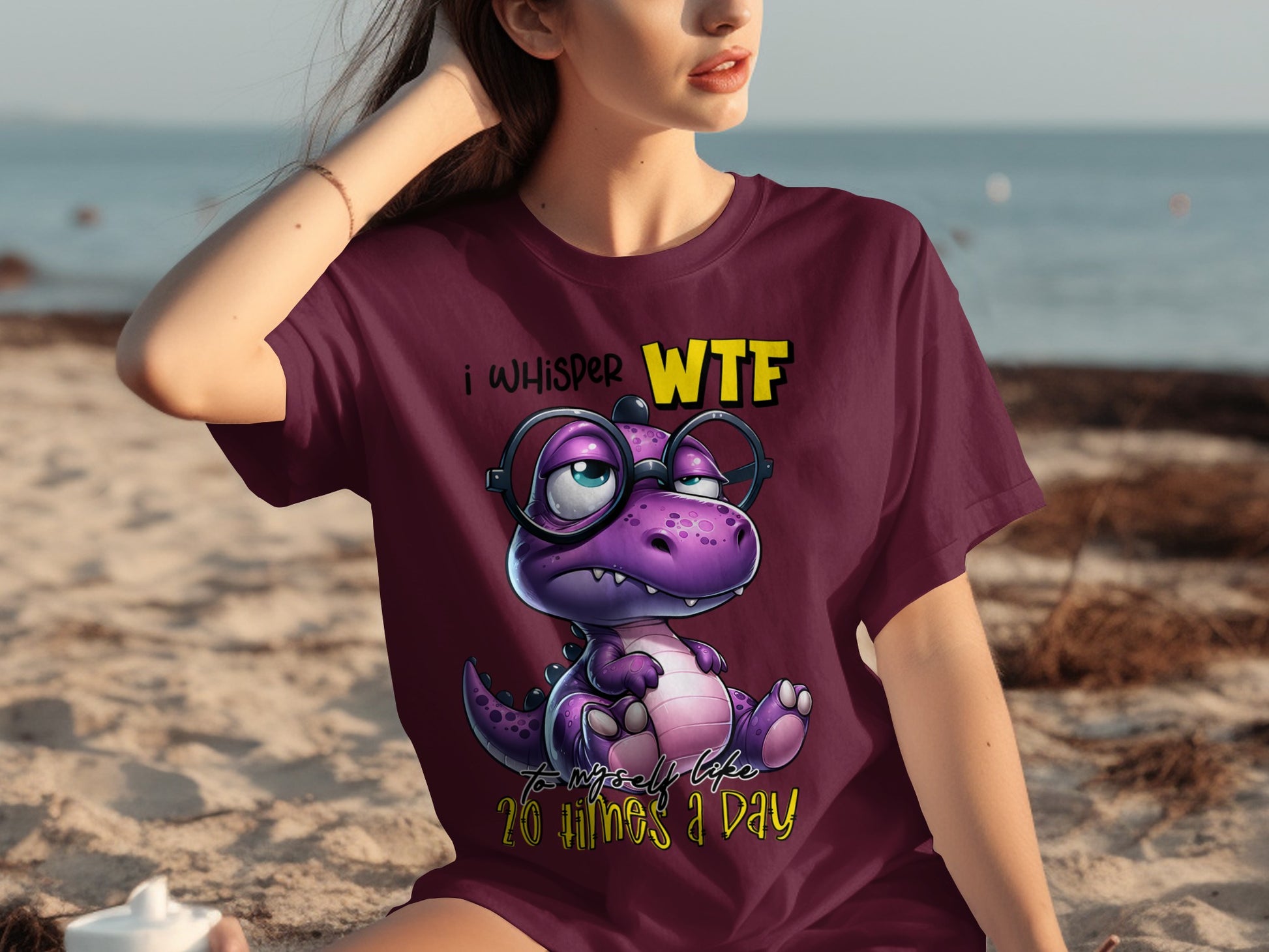 I Whisper WTF Funny Dinosaur Graphic T-shirt