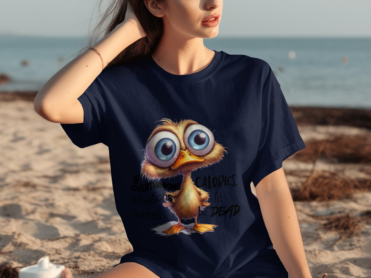 Funny Cute Big Eyed Bird Overthinking Situations Shirt