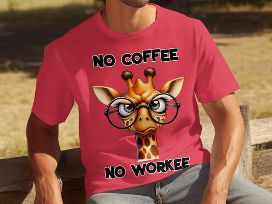 No Coffee No Workee Giraffe Funny T-Shirt