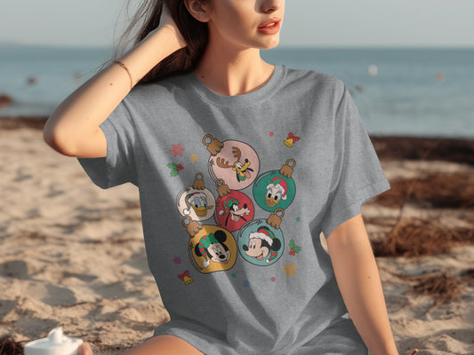 Festive Holiday Cartoon Characters Graphic T-Shirt
