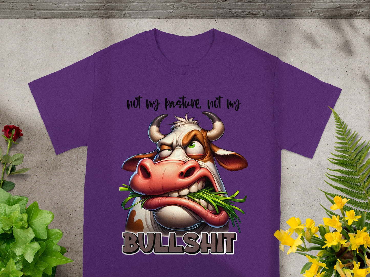 Not My Pasture Funny Cow Bullshit Graphic T-shirt