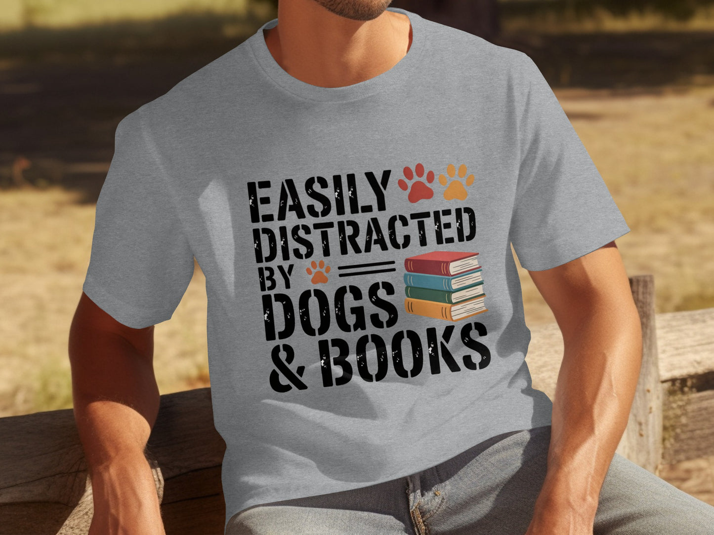 Easily Distracted By Dogs And Books Graphic T-shirt