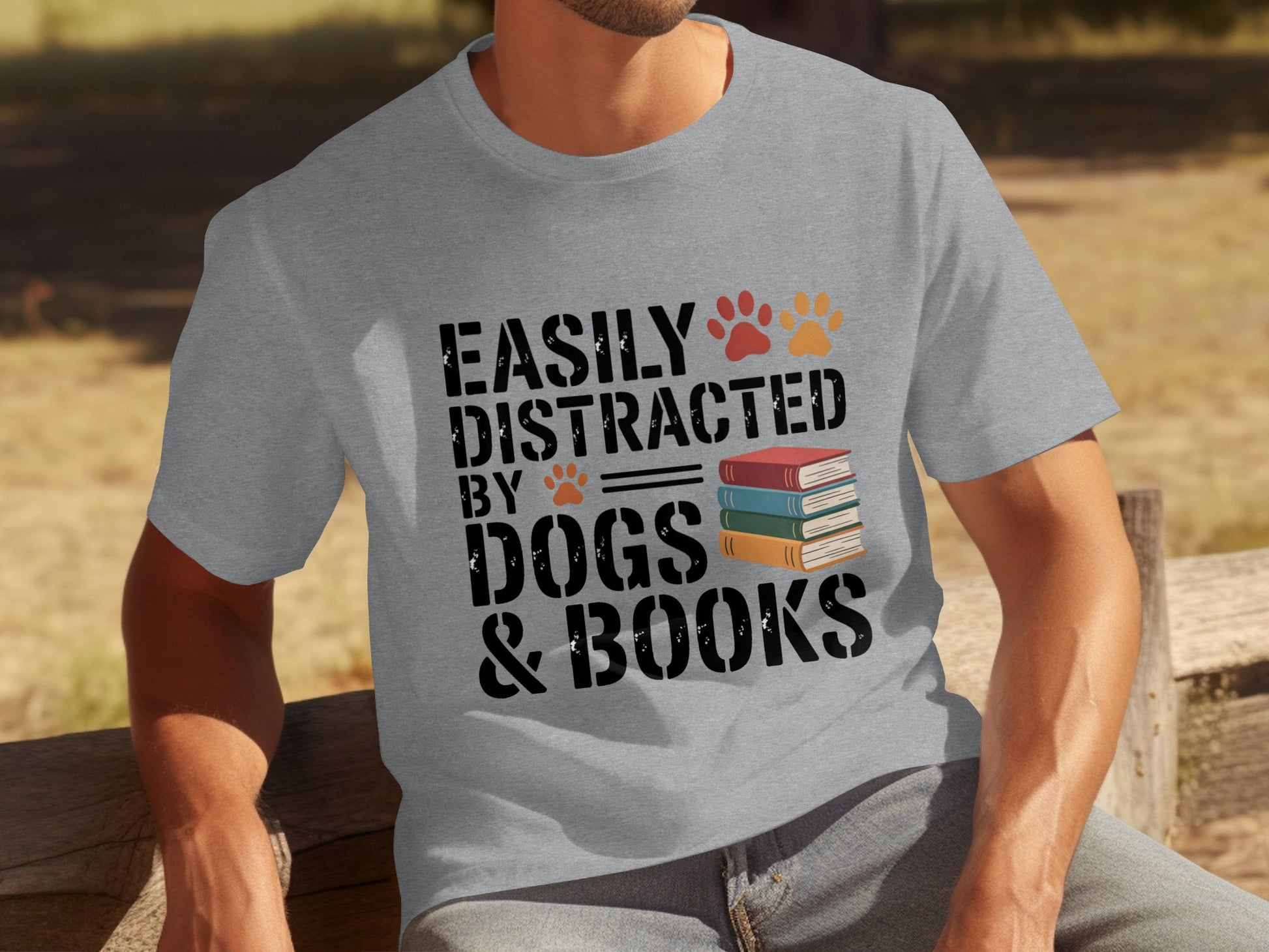 Easily Distracted By Dogs And Books Graphic T-shirt