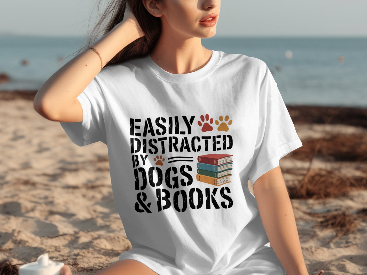Easily Distracted By Dogs and Books T-shirt