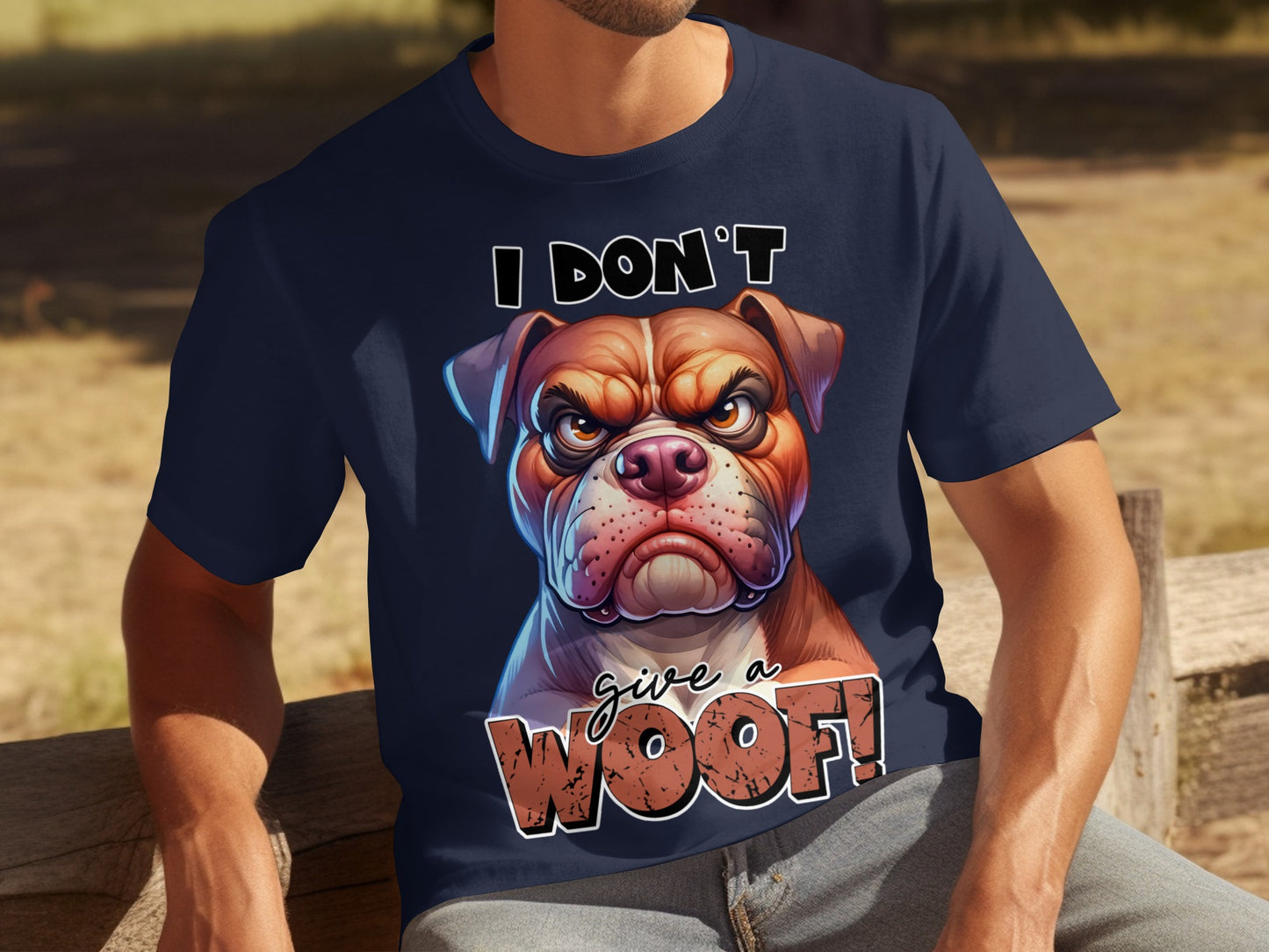 I Don't Give a Woof Funny Graphic Bulldog T-shirt