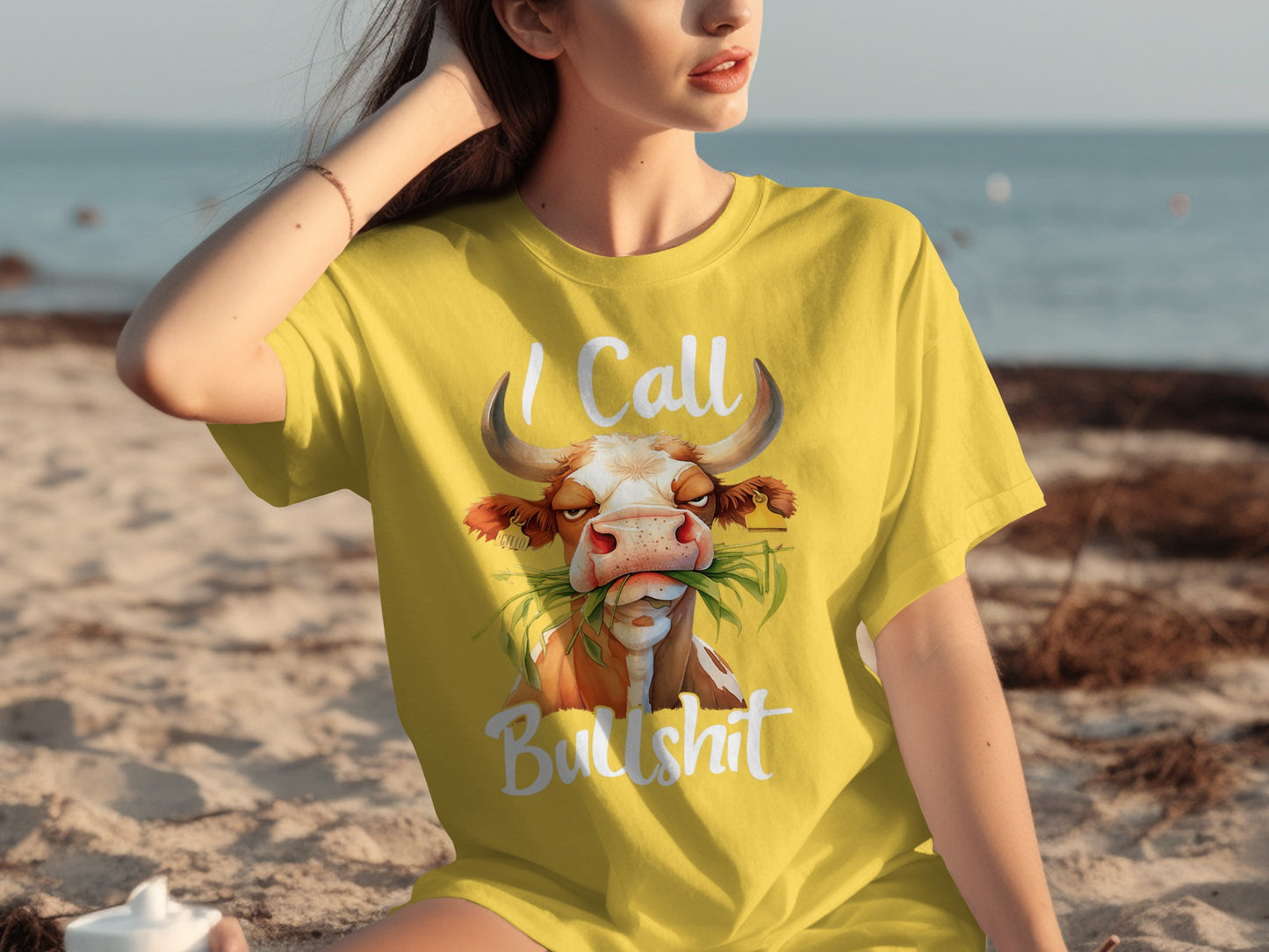 I Call Bullshit Funny Yellow Graphic T-Shirt