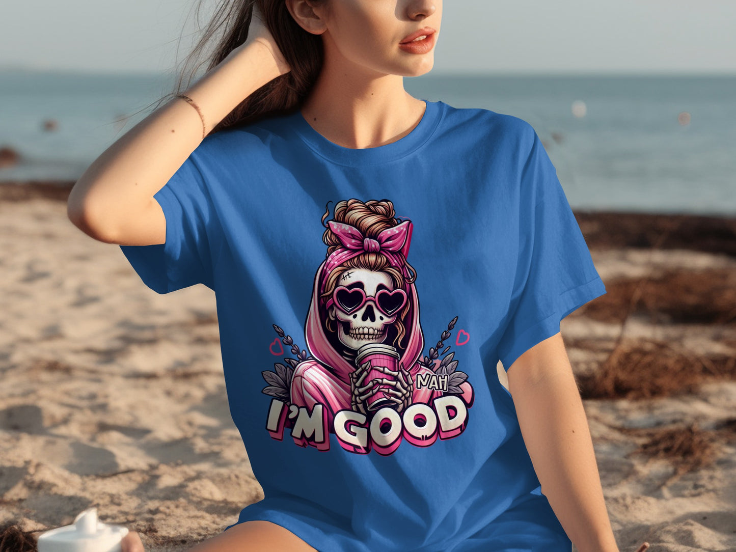 I'm Good Nah Skeleton with Heart Glasses T-shirt