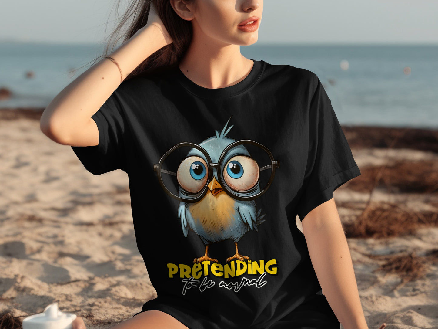 Pretending To Be Normal Cute Owl Graphic T-Shirt