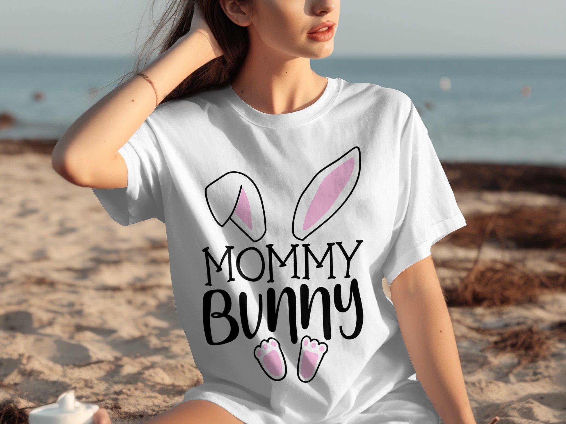 Mommy Bunny Graphic Tee Shirt Fun Mother's Day Gift
