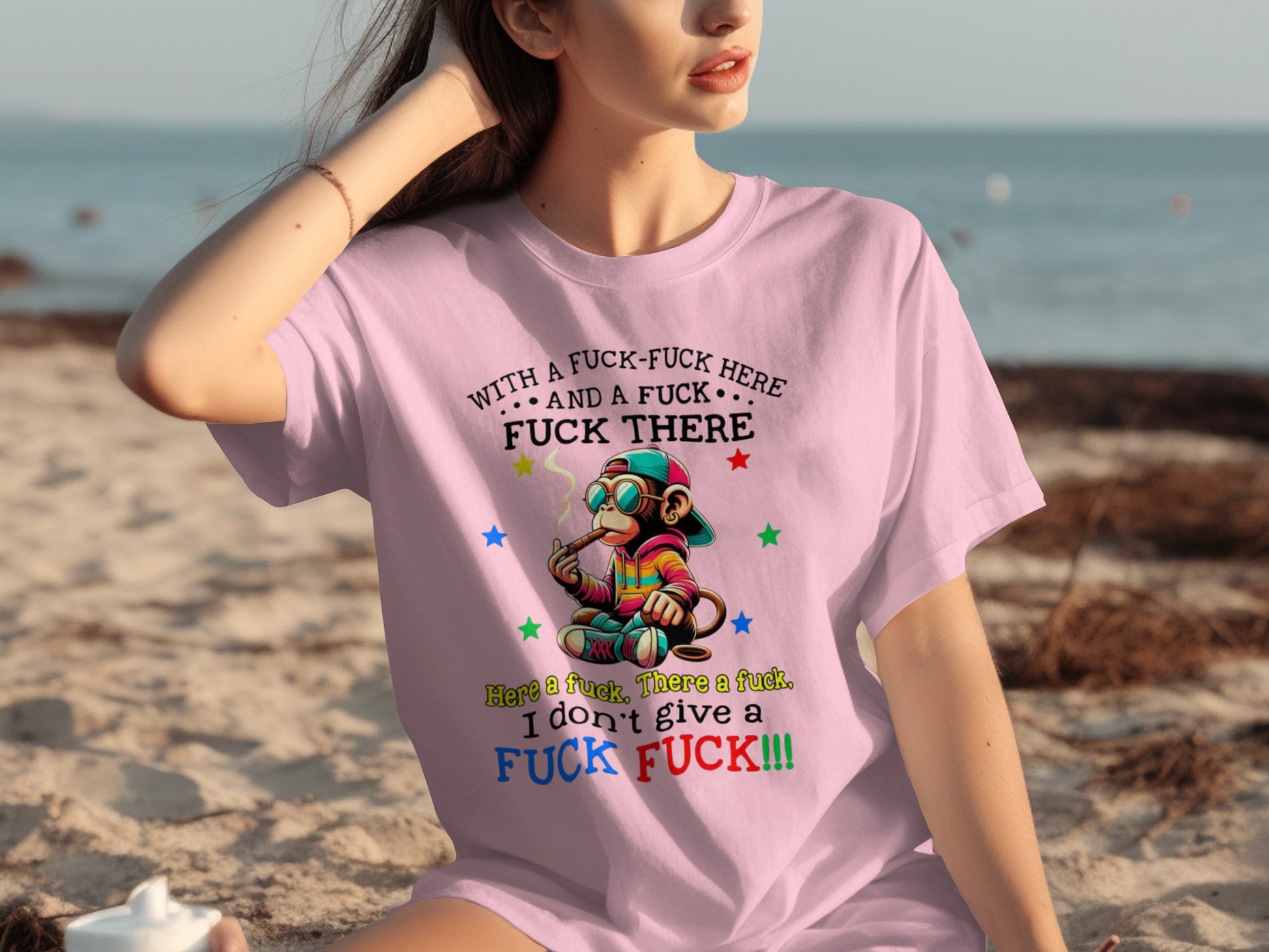 Funny Colorful Monkey Statement T-Shirt with Attitude