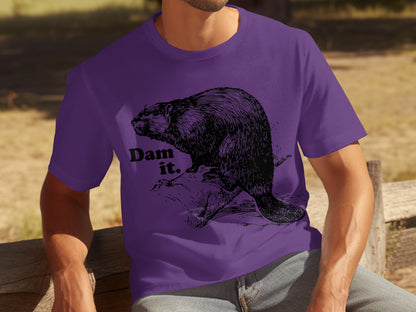 Dam It Beaver Illustration Purple Shirt