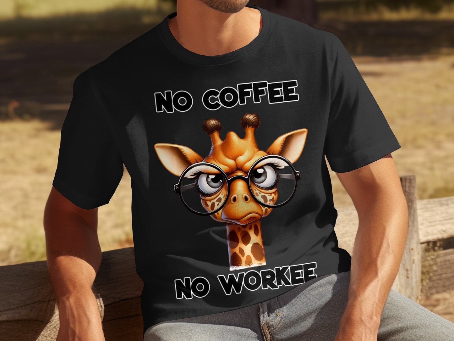 No Coffee No Workee Funny Giraffe T-Shirt