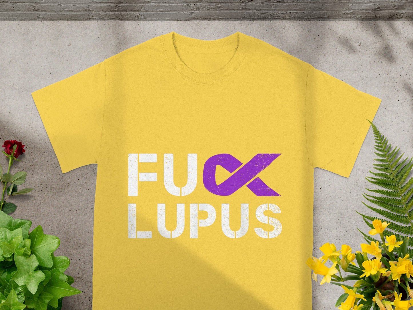 Bold Yellow Fuck Lupus Awareness T-shirt