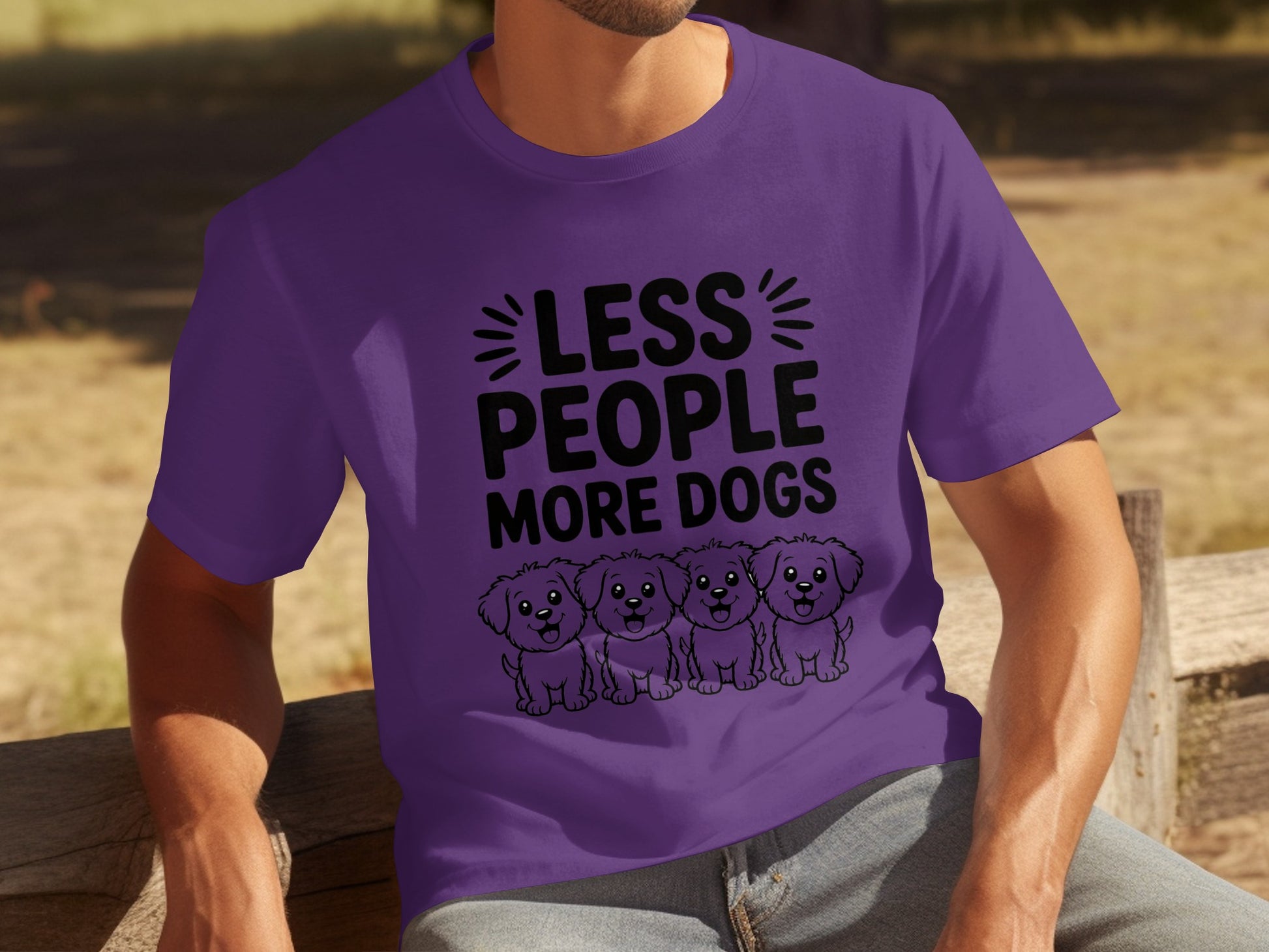 Less People More Dogs Funny Graphic T-Shirt