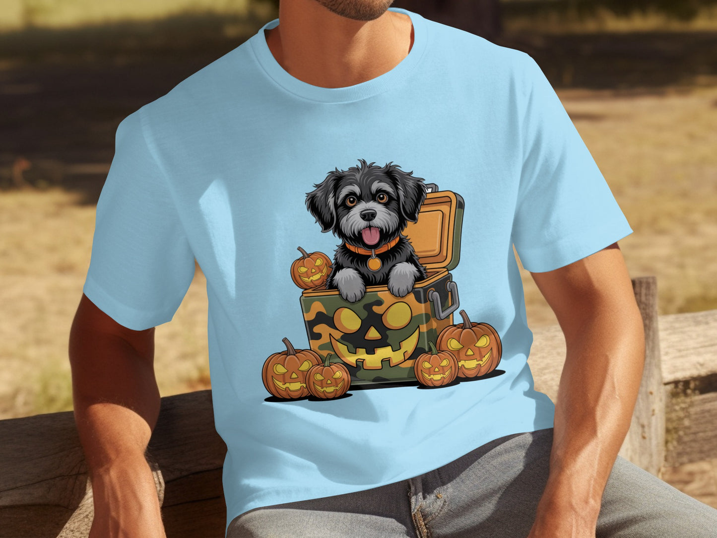 Adorable Halloween Puppy and Pumpkins T-shirt