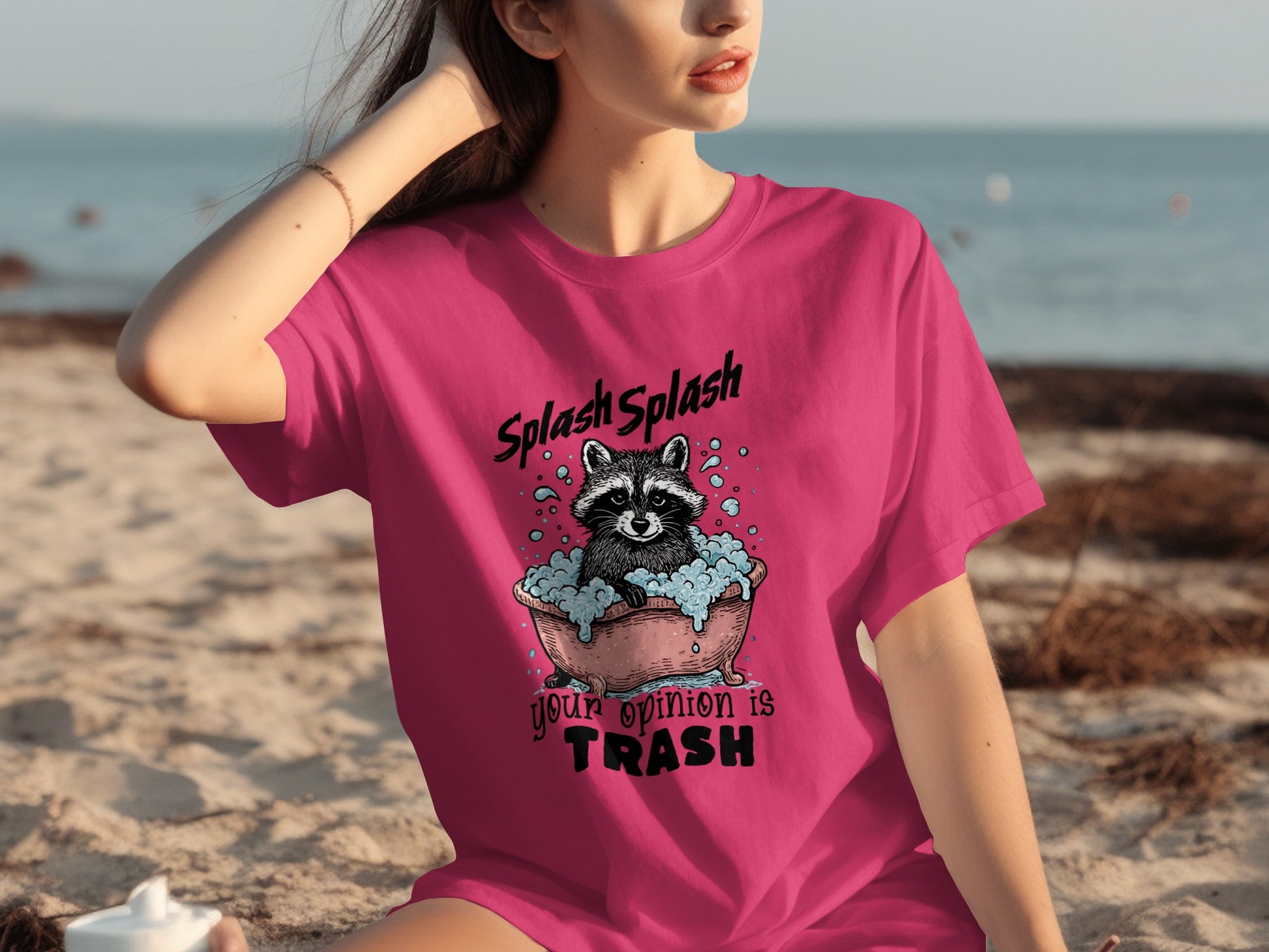 Splash Splash Raccoon Your Opinion Is Trash T-Shirt