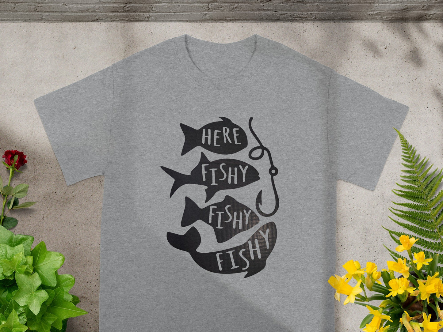 Here Fishy Fishy Fishy Graphic Fishing T-Shirt