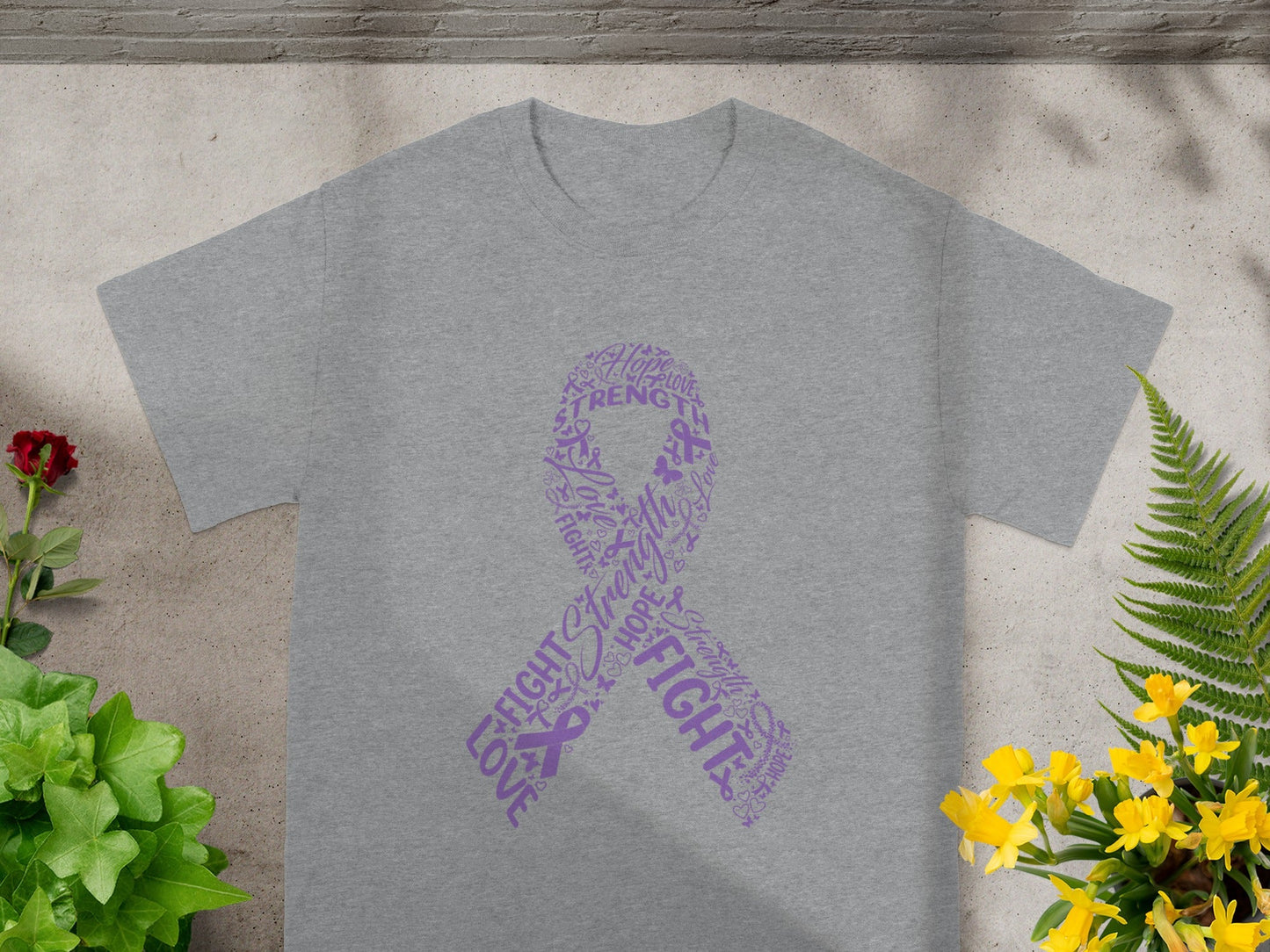Purple Awareness Ribbon Design Printed Shirt Product