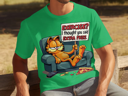 Garfield Exercise I Thought You Said Extra Fries Shirt