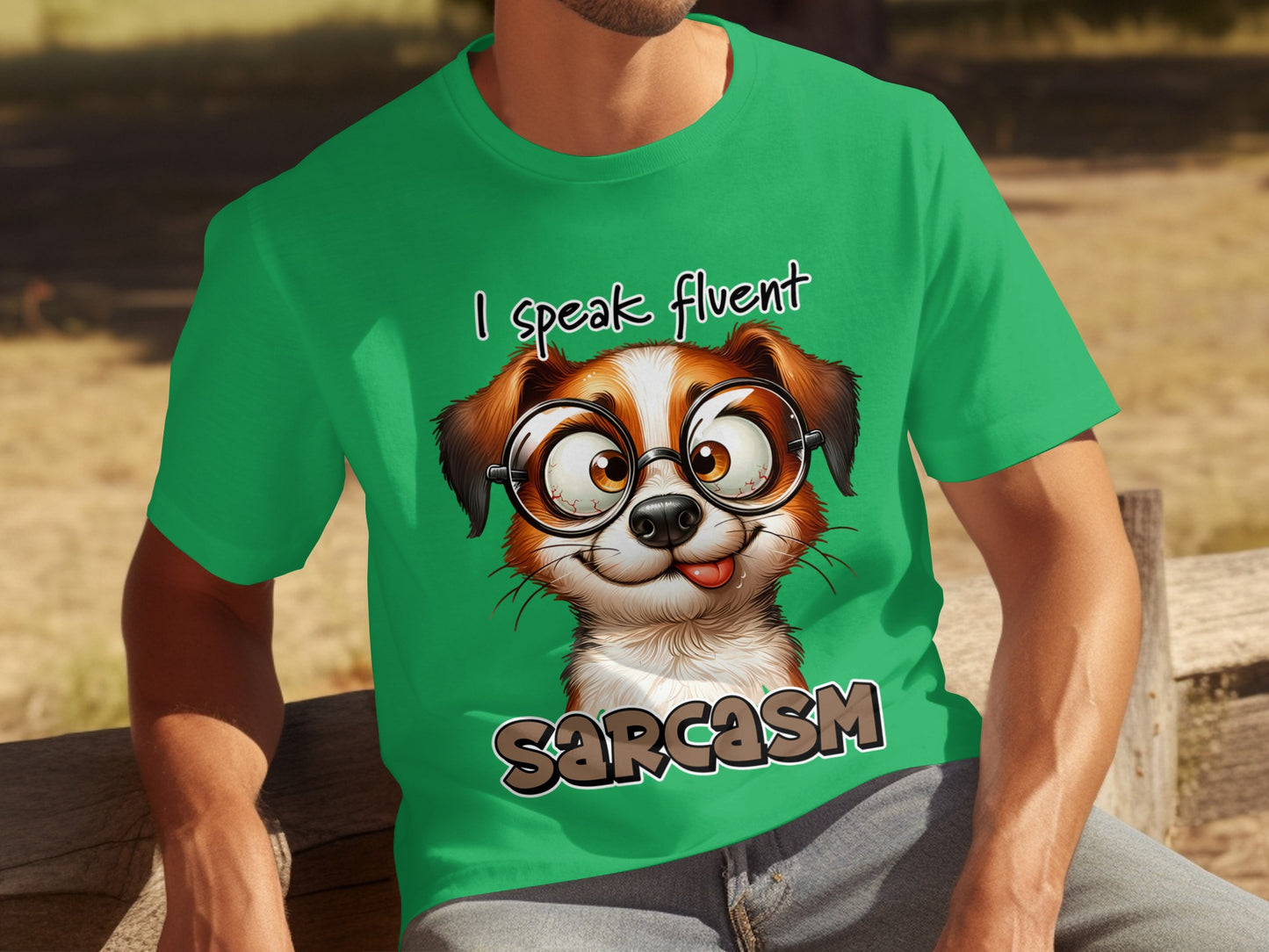 I Speak Fluent Sarcasm Funny Dog Graphic T-Shirt