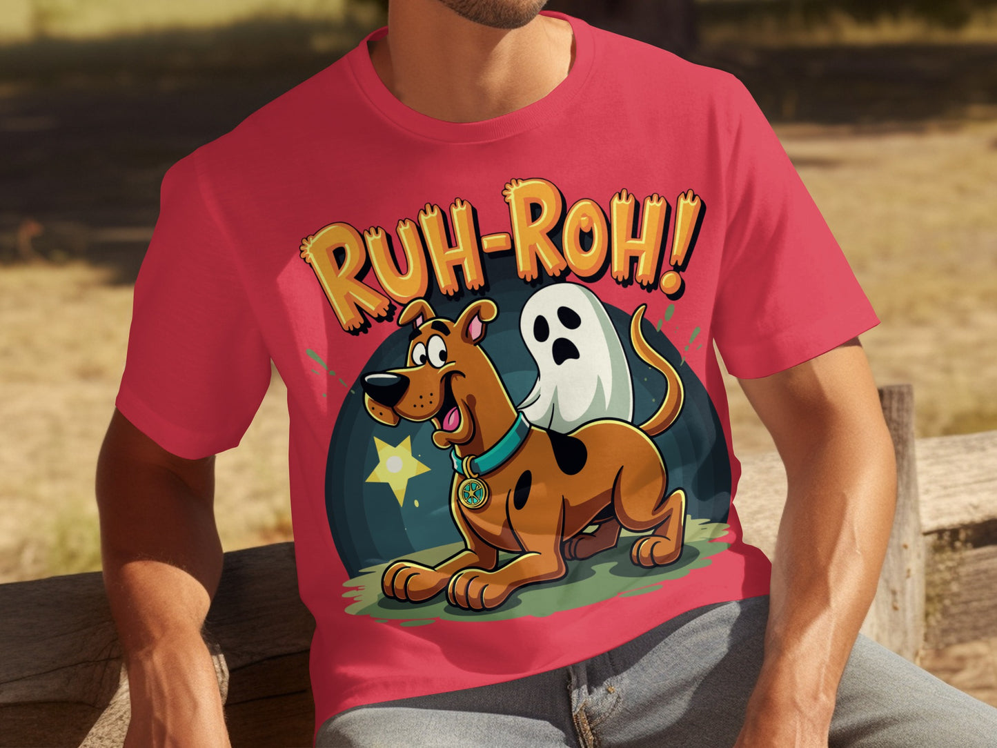Scooby-Doo Cartoon Ruh-Roh Ghost Graphic T-shirt